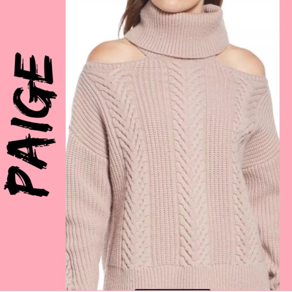 PAIGE Lorilee Cold
Shoulder Cable Knit
Sweater Wild Rose Wool
Blend Size L